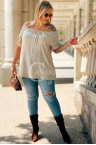 Bluse FEDORA – Feminine Bluse mit Ärmel und komfortabler Verarbeitung Farbe Fango