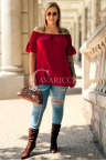 Bluse FEDORA – Feminine Bluse mit Ärmeln und komfortablem Abschluss Farbe Weinrot