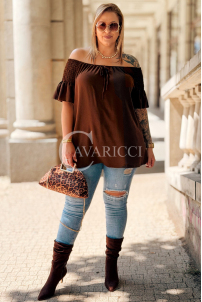 Fedora Bluse Schokolade – Feminin & Bequem | 58 zł