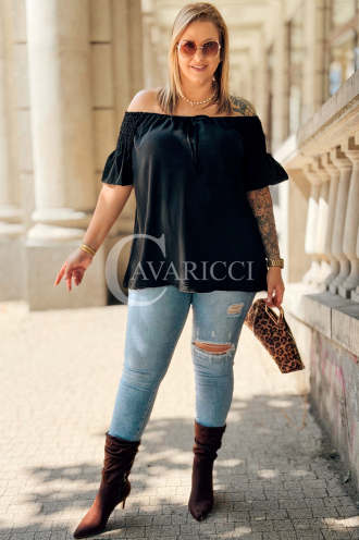 Fedora Bluse Schwarz – Feminin & Bequem | Viskose