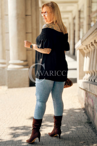 Fedora Bluse Schwarz – Feminin & Bequem | Viskose