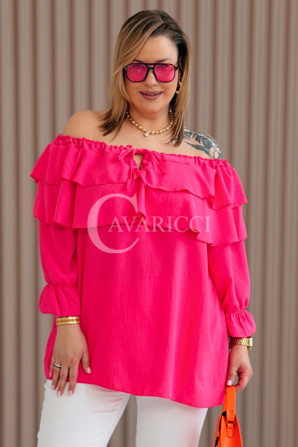 HALIA Bluse in Fuchsia – Große Größen | Cavaricci.de
