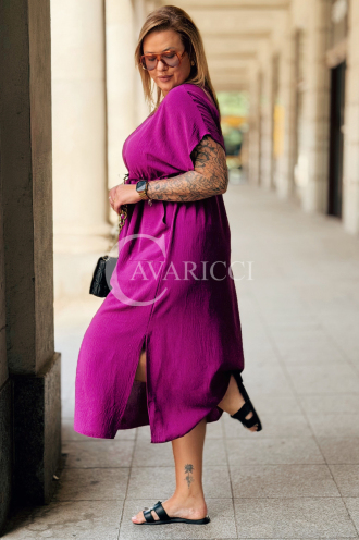 Lorenda Kleid Limited Edition – Lila mit Bindegürtel & Taschen