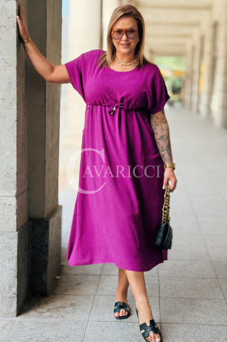 Lorenda Kleid Limited Edition – Lila mit Bindegürtel & Taschen