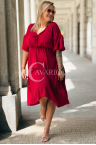 Kleid SAVINA – Luftiger Schnitt mit Bindung unter der Brust und Rüsche Farbe Weinrot