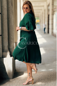 Kleid SAVINA Plus Size Flaschengrün mit Rüsche