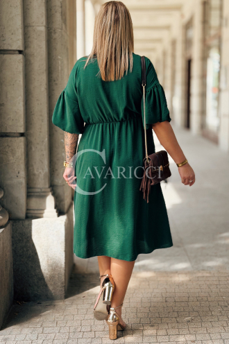 Kleid SAVINA Plus Size Flaschengrün mit Rüsche
