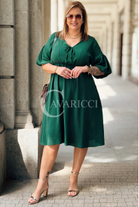 Kleid SAVINA Plus Size Flaschengrün mit Rüsche