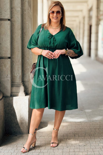 Kleid SAVINA Plus Size Flaschengrün mit Rüsche