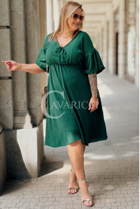Kleid SAVINA Plus Size Flaschengrün mit Rüsche
