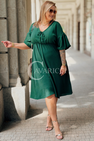 Kleid SAVINA Plus Size Flaschengrün mit Rüsche