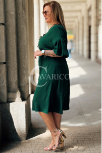 Kleid SAVINA Plus Size Flaschengrün mit Rüsche