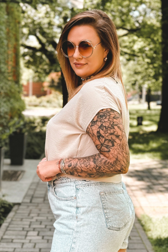 LINDA Bluse in Beige – Große Größen | Cavaricci.de