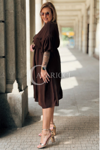 Savina Kleid Schokolade – Plus Size mit Rüschen