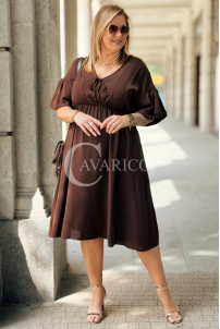 Savina Kleid Schokolade – Plus Size mit Rüschen