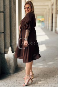 Savina Kleid Schokolade – Plus Size mit Rüschen