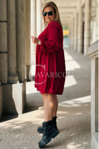 Rotes Midi-Hemdblusenkleid mit Rüschen | Plus Size