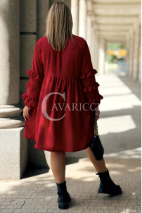 Rotes Midi-Hemdblusenkleid mit Rüschen | Plus Size