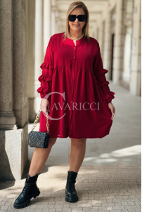 Rotes Midi-Hemdblusenkleid mit Rüschen | Plus Size
