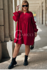 Kleid HELENE – Midi-Hemdblusenkleid mit Rüschenärmeln in Rot
