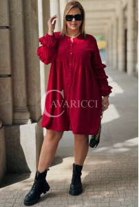 Rotes Midi-Hemdblusenkleid mit Rüschen | Plus Size