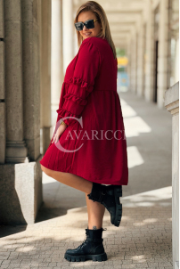 Rotes Midi-Hemdblusenkleid mit Rüschen | Plus Size
