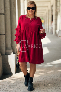 Rotes Midi-Hemdblusenkleid mit Rüschen | Plus Size