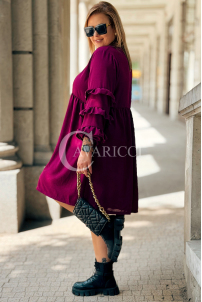 Purpurnes Midi-Kleid HELENE mit Rüschenärmeln Plus Size