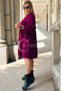Purpurnes Midi-Kleid HELENE mit Rüschenärmeln Plus Size