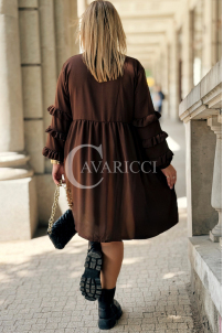 Sukienka HELENE Midi Plus Size – Czekoladowa Szmizjerka