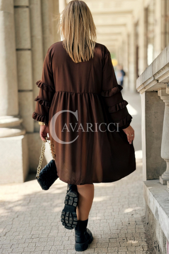 Sukienka HELENE Midi Plus Size – Czekoladowa Szmizjerka