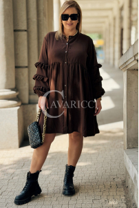 Sukienka HELENE Midi Plus Size – Czekoladowa Szmizjerka