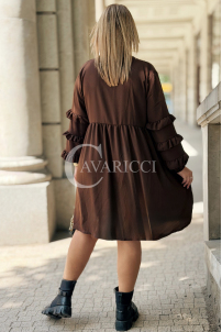 Sukienka HELENE Midi Plus Size – Czekoladowa Szmizjerka