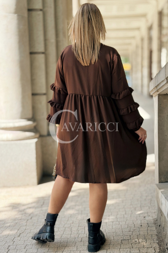Sukienka HELENE Midi Plus Size – Czekoladowa Szmizjerka