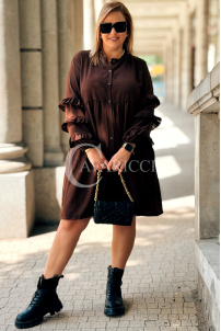 Sukienka HELENE Midi Plus Size – Czekoladowa Szmizjerka