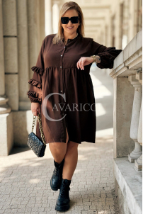 Sukienka HELENE Midi Plus Size – Czekoladowa Szmizjerka