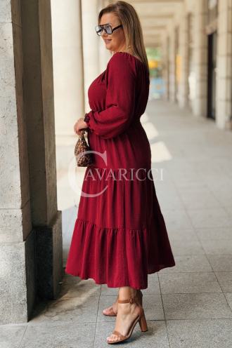CHARLOTTA Maxi-Kleid Bordeaux | Große Größen