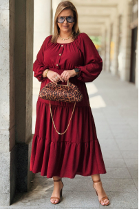 CHARLOTTA Maxi-Kleid Bordeaux | Große Größen