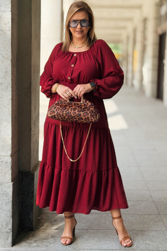 CHARLOTTA Maxi-Kleid Bordeaux | Große Größen