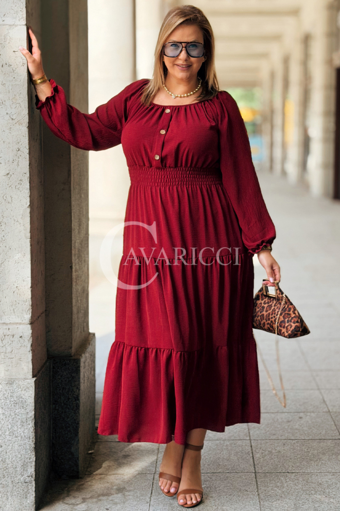 CHARLOTTA Maxi-Kleid Bordeaux | Große Größen