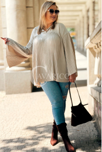 Mathilda Plisseebluse mit langen Ärmeln in Fango | 85 zł