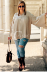 Bluse MATHILDA – Plissierte Hemdenbluse mit langen Ärmeln in der Farbe Fango
