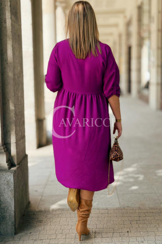 Elegantes Knielanges Kleid FRIEDA in Lila | Plus Size