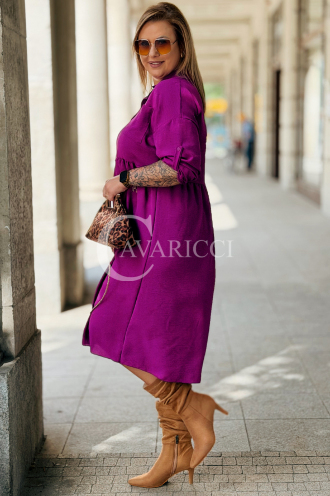 Elegantes Knielanges Kleid FRIEDA in Lila | Plus Size