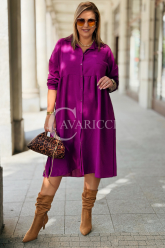 Elegantes Knielanges Kleid FRIEDA in Lila | Plus Size
