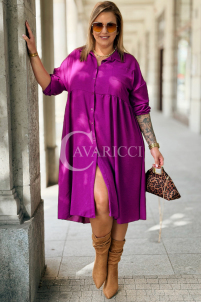 Elegantes Knielanges Kleid FRIEDA in Lila | Plus Size