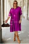 Kleid FRIEDA – Elegante Länge unter dem Knie und Kragen in Purpurrot