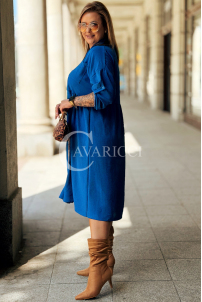 Elegantes Blaukleid FRIEDA – Knielanges Plus-Size-Kleid