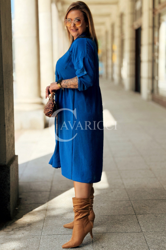 Elegantes Blaukleid FRIEDA – Knielanges Plus-Size-Kleid