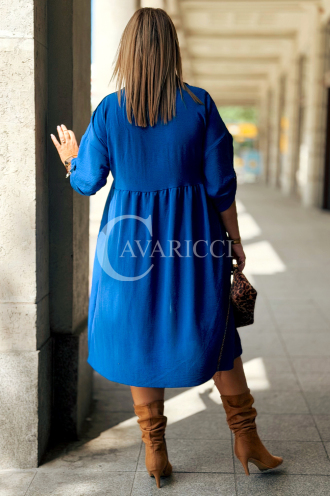 Elegantes Blaukleid FRIEDA – Knielanges Plus-Size-Kleid